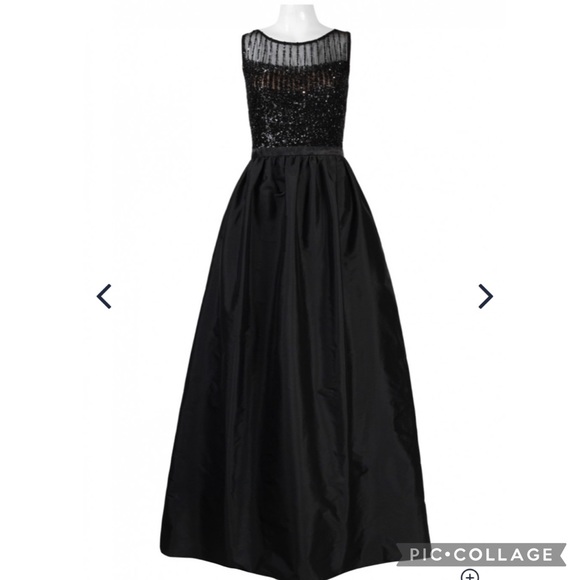 Adrianna Papell boat neck sequins bodice gown - Picture 3 of 6